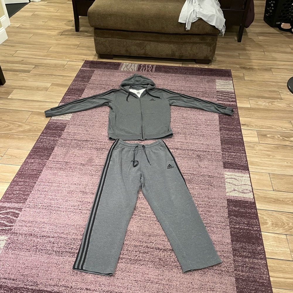 Large, Gray, Adidas sweatsuit